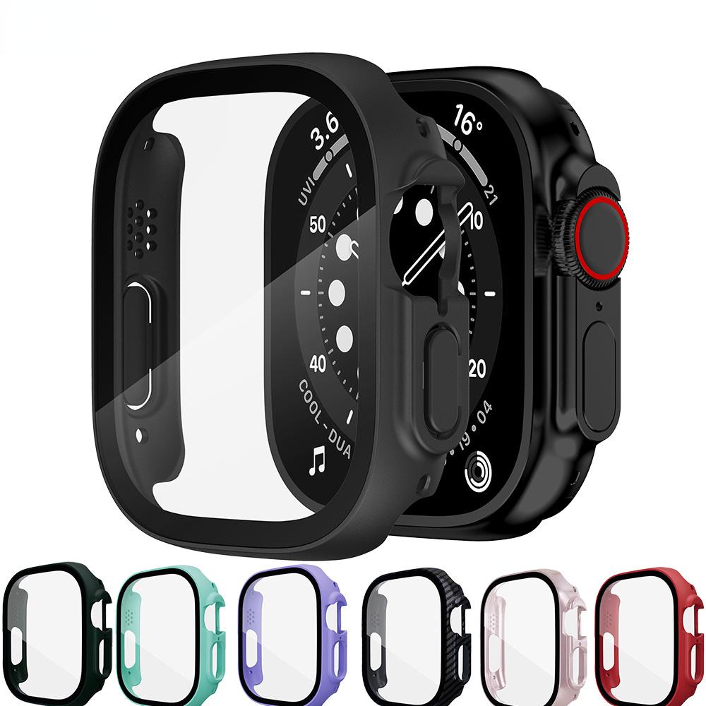 For Apple Watch Case Ultra PC Accessories Screen Protector Around Bumper Toughened Glass Series 8 Pro Apple Watch Case 49mm