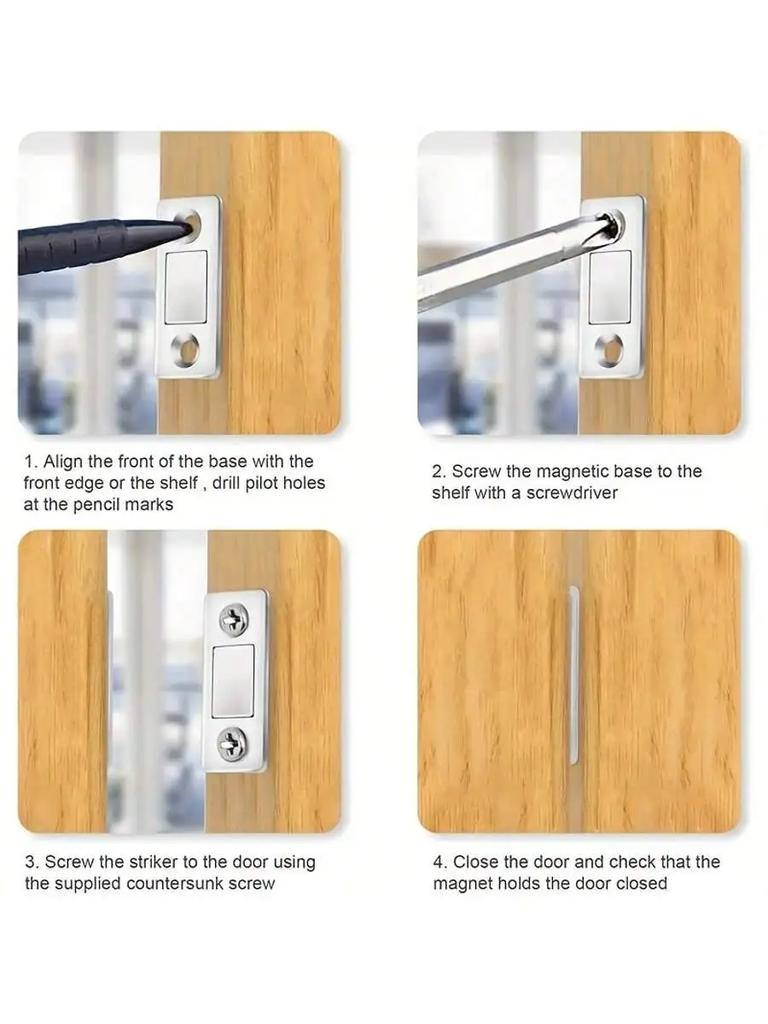 Magnetic Cabinet Catches Ultra Thin Door Strong Magnets Stopper Invisible Adhesive Drawer Magnet Lock for Kitchen Closet Closer