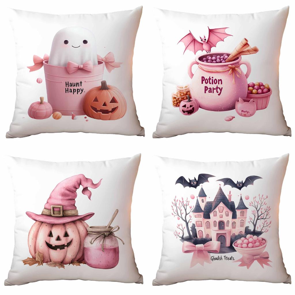 New Pink Halloween Pillowcase Festive Home Cushion Pillowcase Decoration