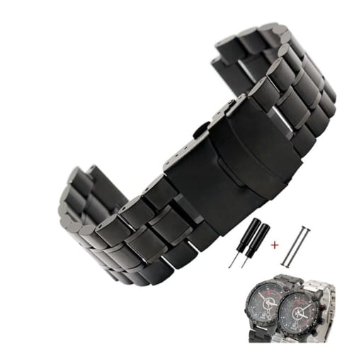 Top Aesthetics Stainless Steel Watch Band for Men, Compatible with Timex T2N720, T2N721, TW2R55500, and T2N721 Watch Strap, 24x16mm, Silver/Black with