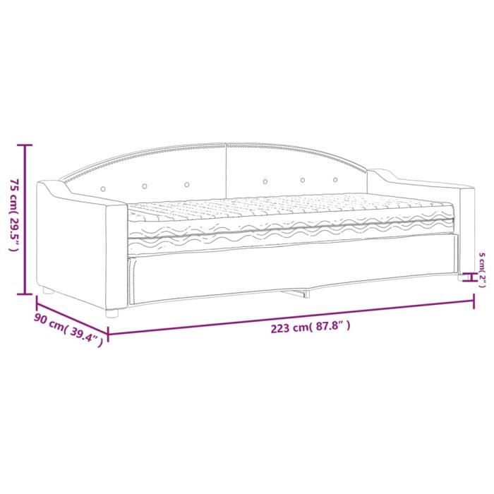 VidaXL Daybed with Mattress Light Grey 80x200 Cm Fabric 3197507