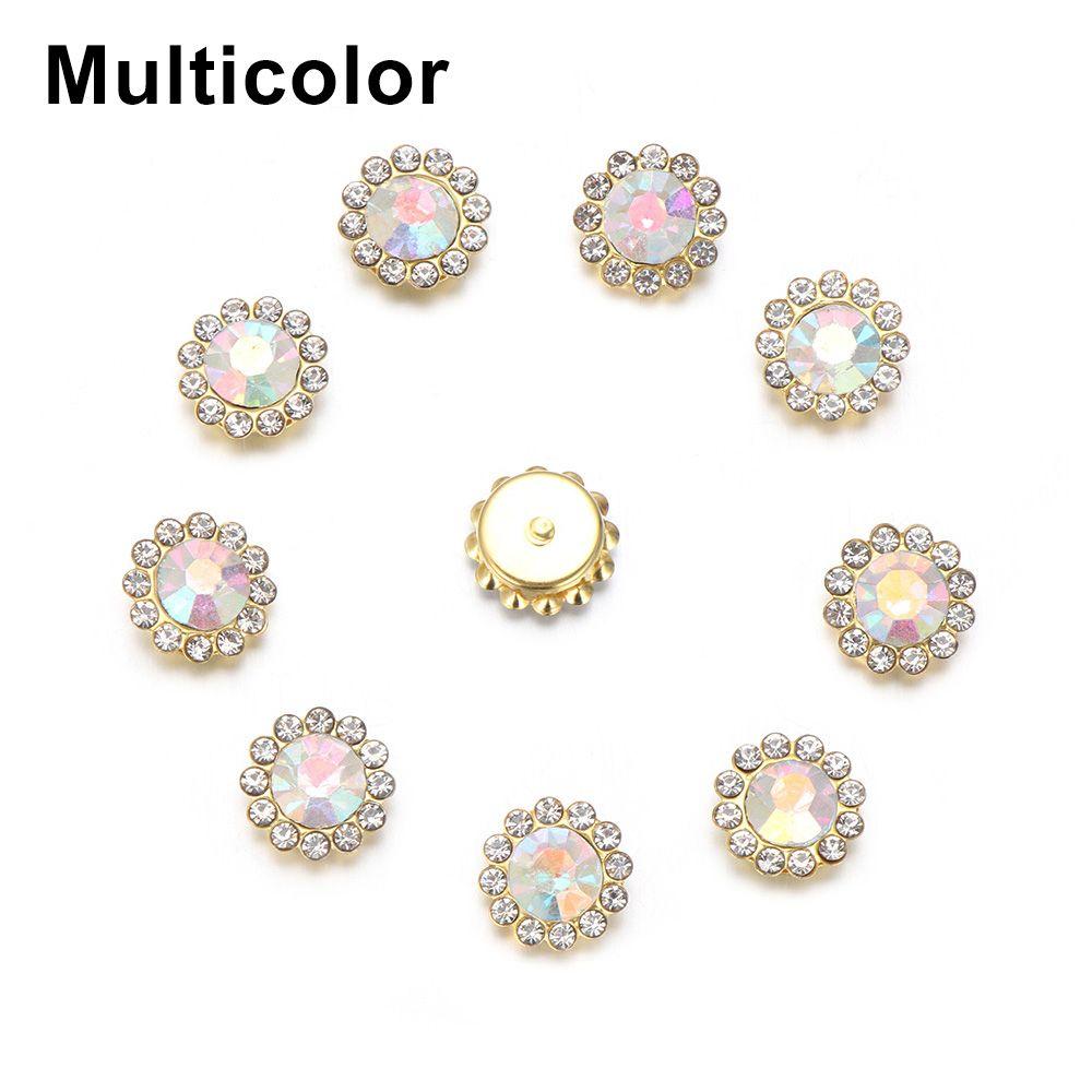 Apparel Sewing Sparkling Flower-shaped Clothes Decoration Rhinestone Buttons Crystal Glass Stone