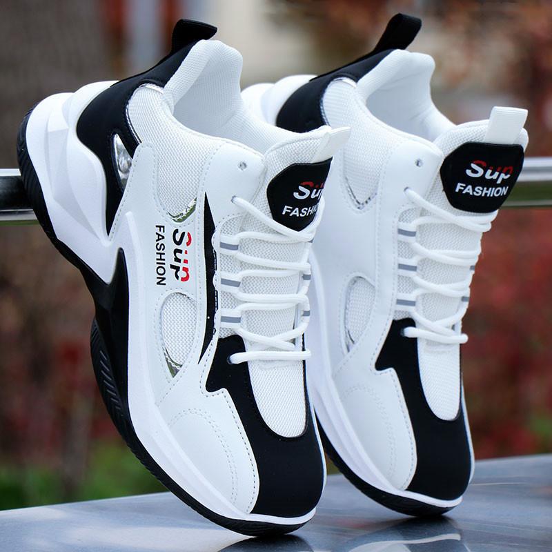 High Top Basketball Shoes for Men Soft Leather Waterproof Non Slip Sports Shoes Student Running Sneakers Autumn New