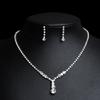 New Jewelry Simple Diamond Water Drop 2-piece Set, Rhinestone Necklace Earrings Wedding Dress Accessories