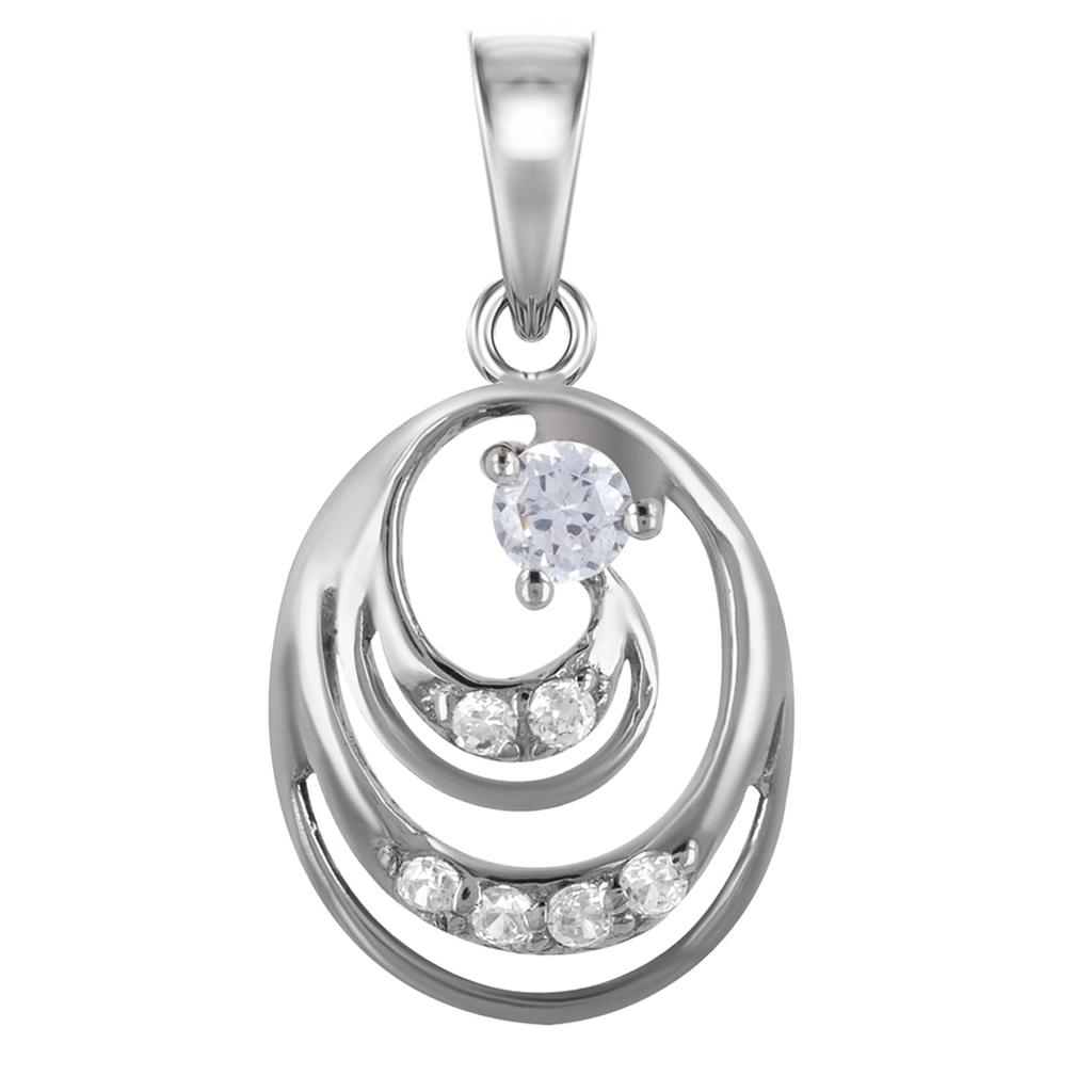 Les Trésors De Lily [R7202] - Silver Pendant 'Sissi' Silver White Sapphire (rhodium) - 15x12mm