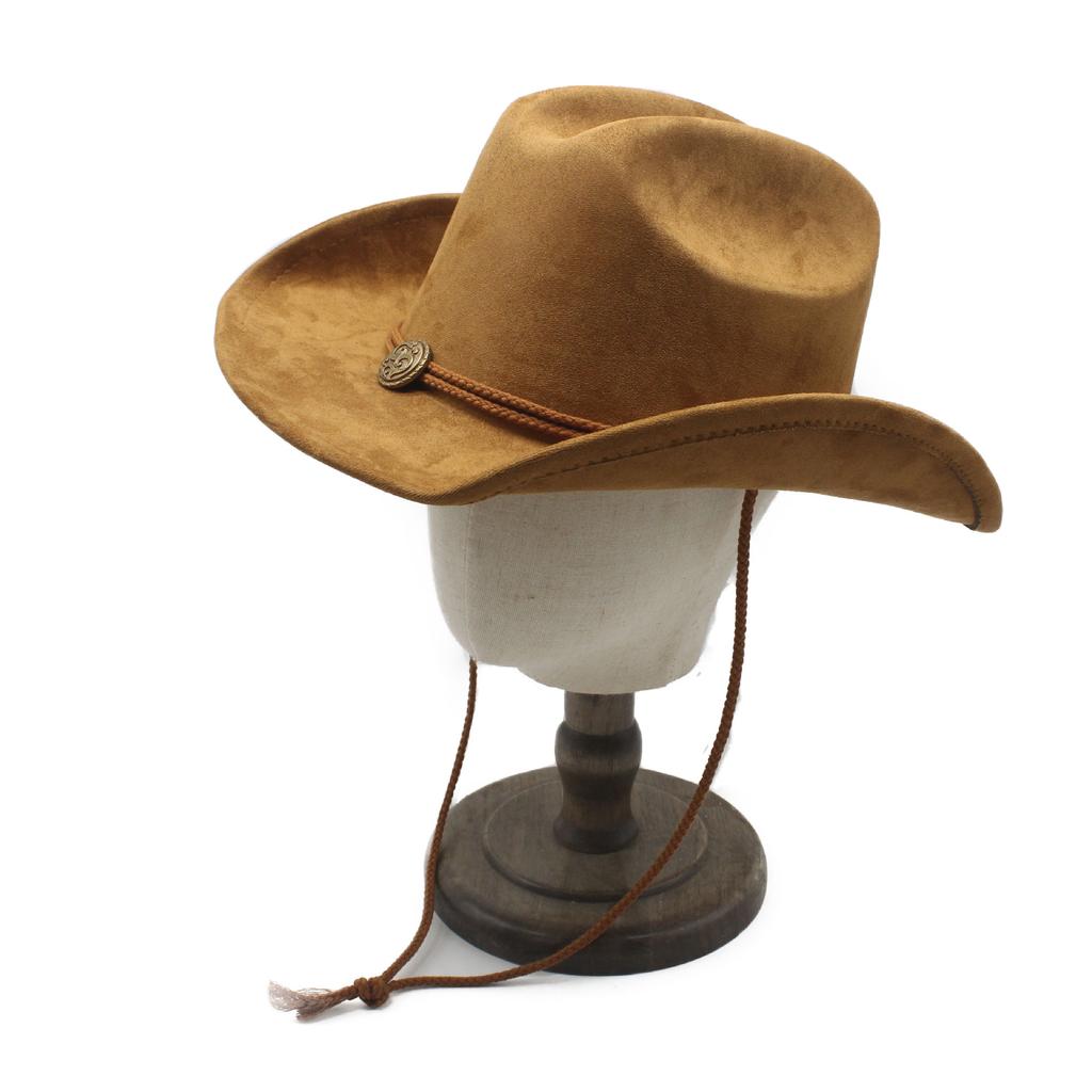 Fashion Men And Women French Windbreak Rope Travel Vacation Suede One-Word Cowboy Hat