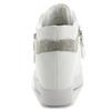 Plus Size Women Wedge Sneakers Side Zipper PU Leather Casual Flat Shoes Sequins Thick Bottom White Shoes Internal Heighten