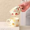 Cute Fruit Pattern Ceramic Mug Strawberry Coffee Cup Oatmeal Breakfast Cup Water Cup Valentine's Day Present Couple Water Cups