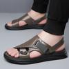 FashionSummer Sneakers Outdoor Fashion Non-slip Men's Sandals Leather Male Beach Slippers Footwear New Open-toe Men Roma Flats