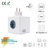 3680W 250V EU Plug Multifunction Adapter Cube Multi-Plug Extension Wall Outlet with 2 USB Charging Ports 3 AC Portable Sockets