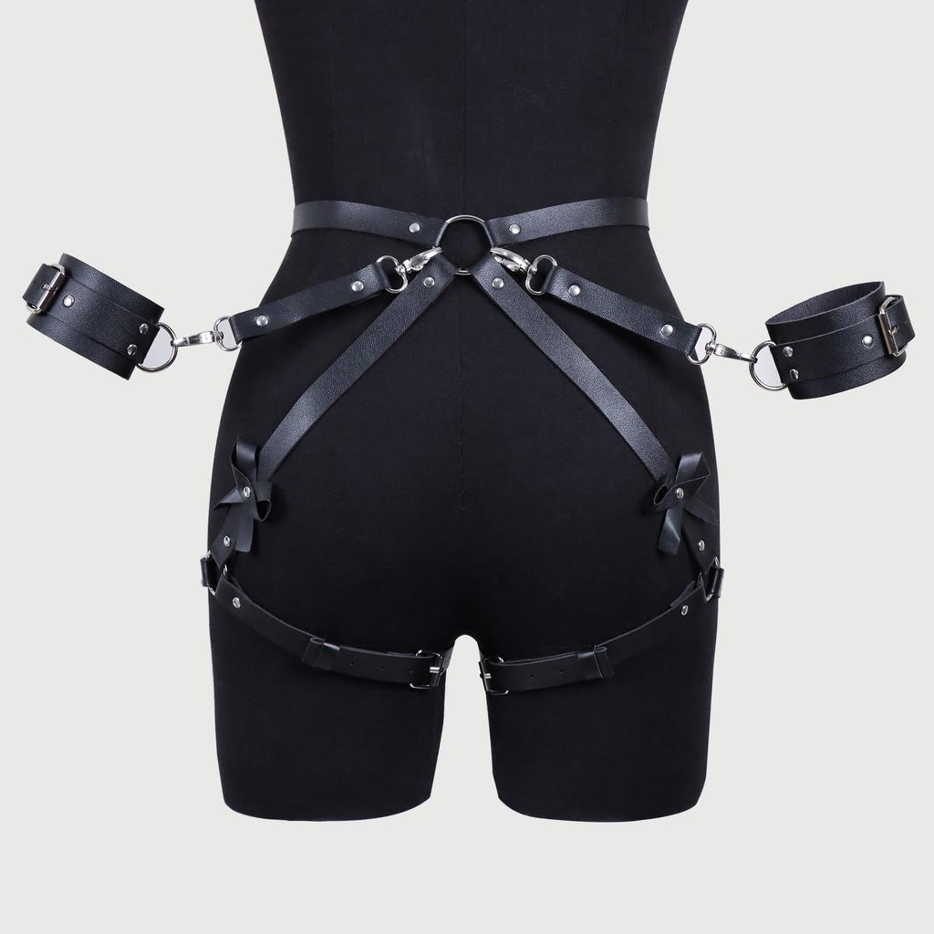 Women Sexy Thigh Garter Leather Lingerie Leg Harness Bdsm Bondage Lingerie Fetish Handcuffs Clothing Festival Rave Outfit Garter