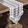 Elegant White Lace Table Runner - Rectangular Polyester Table Linen for Dining Room, Decorative Fabric Table Runner for Coffee & TV Stand