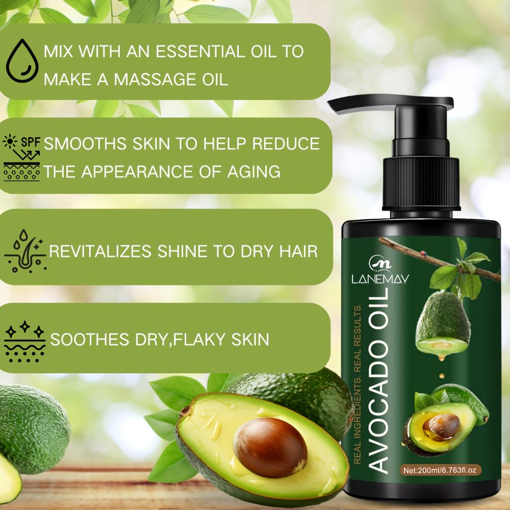 Масло авокадо, богатое витаминами А и Е - увлажнение и гидратация, улучшение текстуры и эластичности кожи - Массажное масло для кожи и волос