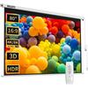 WASJOYE Projector Screen 80 Inch Double End Powered Electric Screen with Remote Control Movie Large Screen Home Theater White 169