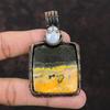 Bumble Bee Jasper Pendant Rainbow Moonstone Pendant Copper Wire Wrapped Pendant Gemstone Jewelry For Gift Handmade Copper Wire Wrap Jewelry