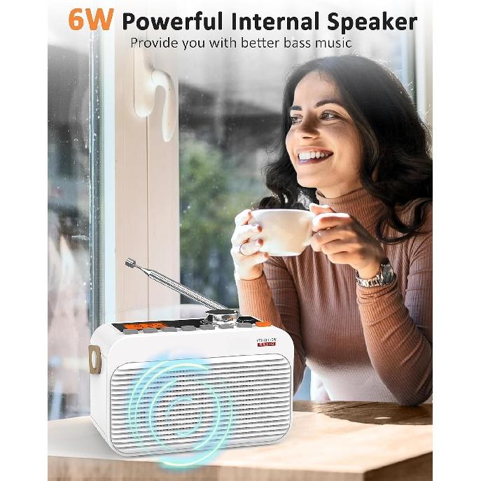 DAB FM Portable Radio with Bluetooth, Shortwave Transistor Radio with Best Reception,Digital LED Screen,Rechargeable Battery,White Noise,Alarm Clock
