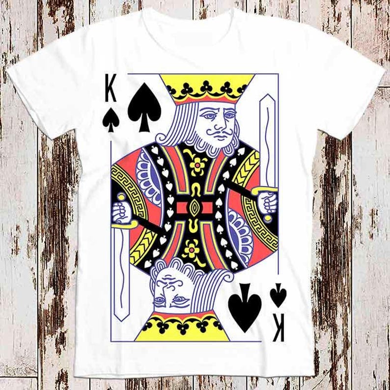 230 Gsm 100% Cotton King Of Spade Playing Card Poker Lucky Hand Suit Jack Queen T Shirt Super Cool Gift Top Tee 8424