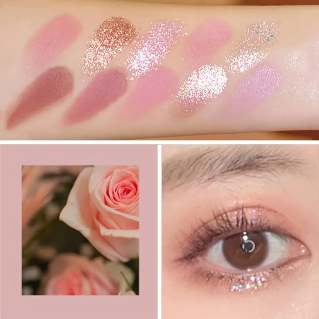 10-Color Smoky Eye Shadow Palette Long-Lasting Matte & Shimmery Finish Black Brown Coral Pink Earth Tones for Face Contouring and Everyday Makeup Look