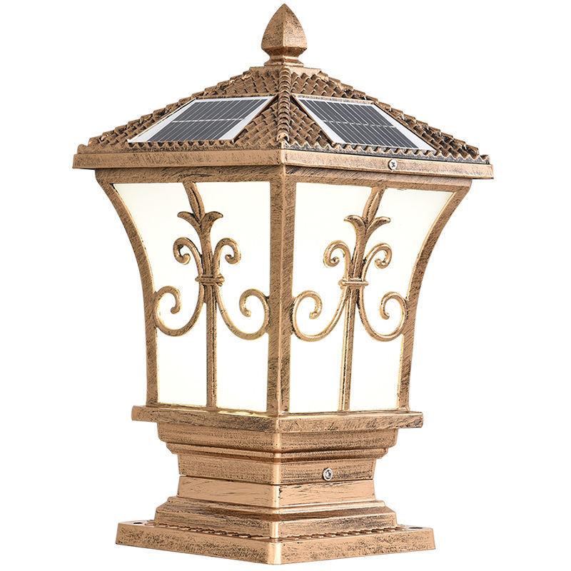 Outdoor Solar Pillar Light for Garden Courtyard Pathway Waterproof 3 Color Changing Light Sensing Energy-saving Patio Lighting