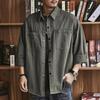 Осенняя мужская рубашка-карго с длинным рукавом, повседневная корейская мода, большие блузки, Hombre High Street Y2K, футболка, мешковатая куртка