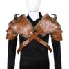 Medieval Brown Fur Viking Shoulder Armor Horned Warrior Armor Mens Hunter Cosplay Costume Prop Adult