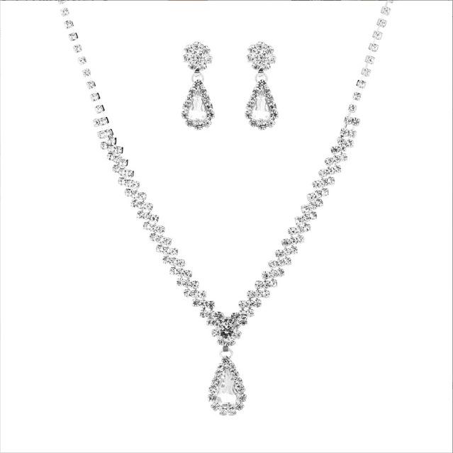 Bridal Jewelry Set Bracelets Necklace Earrings Wedding Ladies Evening Dress Accessories Two-piece Set