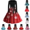 Women's Fashion Square Neck Casual Slim Christmas Printed Long Sleeve Dresses