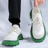 Fashion Green Men Platform Breathe Small Leather Shoes New Fashion Trend Versatile Japan Korean Business Casual Shoes Suit Men Shoes