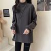 Black Long-sleeved Base Shirt for Women In Autumn and Winter Plus Velvet Inner Wear Loose Thickened Solid Color T-shirt Top