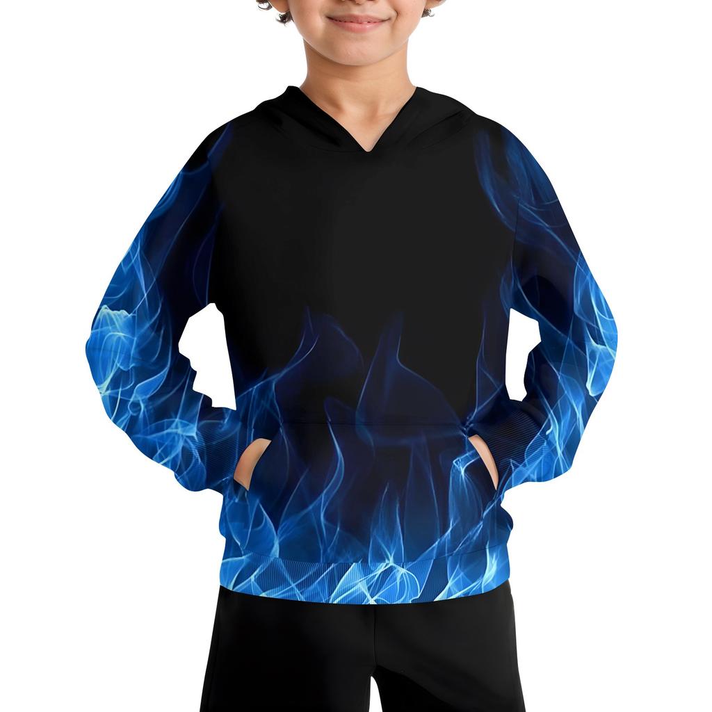 Boys Casual Fashion Long Sleeve Hooded Pocket Sweatshirt