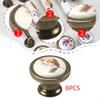 8x Ceramic Cabinet Knobs Closet Door Handles,Handmade,Zinc Alloy Floral Cupboard Pull
