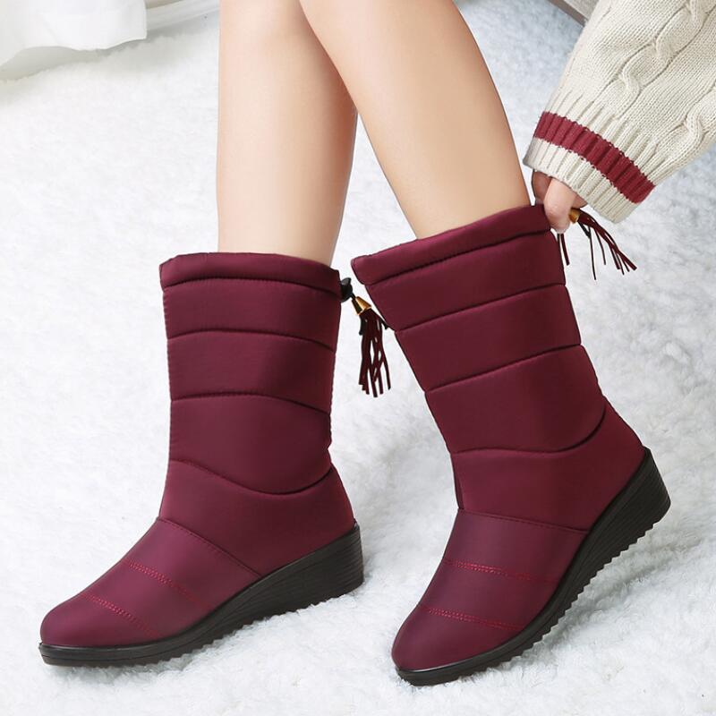 Winter Women Boots Ankle Boots Down Snow Boots Waterproof Tassel Winter Shoes Women Warm Fur Black Boots Female