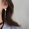Prevent Allergy 925 Sterling Silver Asymmetry Tassel Long Round Bead Drop Earring For Women Fashion Jewelry Eh187