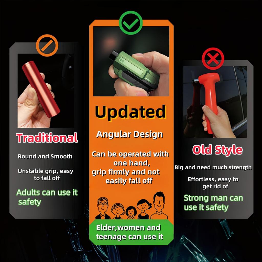 Window Breaker And Cutter Keychain,2 In 1 Car Safety Hammer Glass Break Under Water,Emergency Window Punch Escape Tool For Vehicle