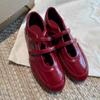 Small Red Shoes Inner Height Increase Retro Red French Mary Jane Shoes Women's 2025 New Velcro Ballet Shoes
