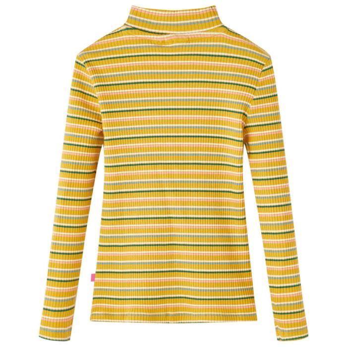 Kids' Long-sleeved T-shirt with Mock Turtleneck, Stripes, 2 Colors, and 5 Sizes Available