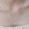 (92.5 Silver) Delicate Cross Pendant Necklace Nz2490