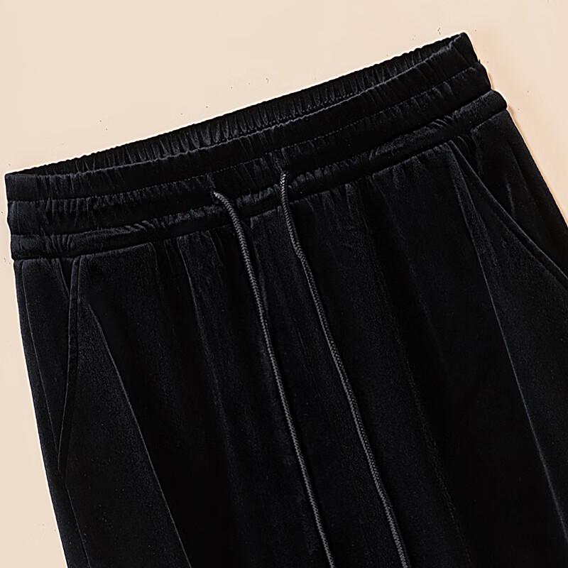 Women's Fleece-Lined Elastic Waist Loose Wide-Leg Casual Pants