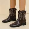 2024 Новые модные однотонные популярные женские ботинки с заостренной молнией сзади, короткие весенние ботинки-трубы в стиле вестерн