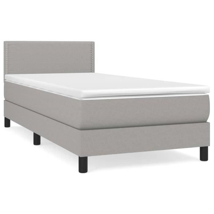 3139953 vidaXL Divan Bed with Mattress Light Grey 100x200cm Fabric
