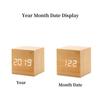 Voice Control  Wooden Digital Alarm Clock TEMP Date 3 Alarms Desktop Electronic Table Clock 12/24H USB Powered LED Bedside Clock