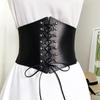 Bandage High Waist Wide Waistband PU Leather Cummerbund Skirt Decorations Elastic Waist Strap