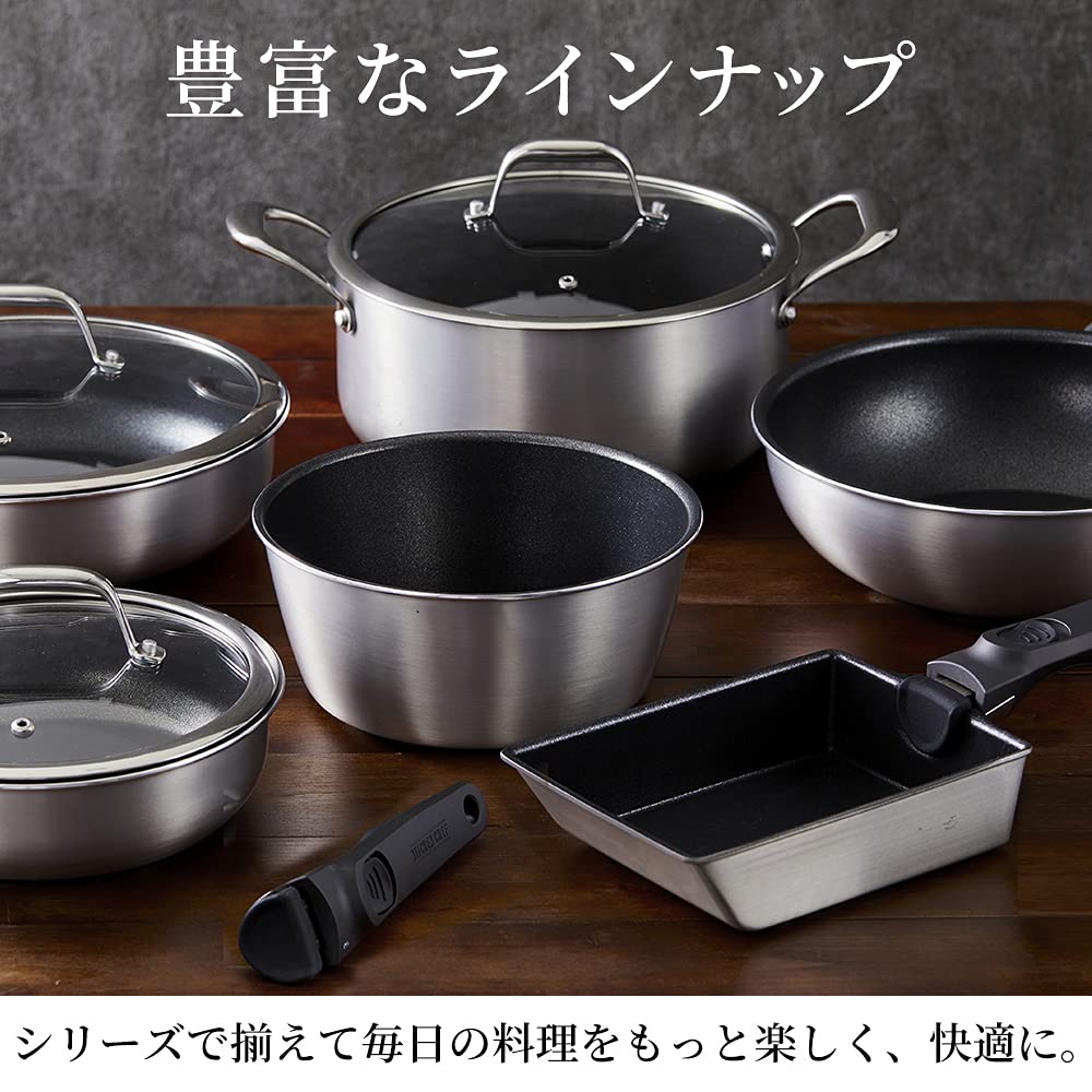 Iris Ohyama Frying Pan 26cm Silver Diamond Grace DG-S26F