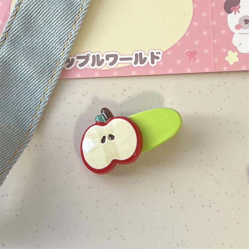 Cute Small Fresh Red Apple Hair Clip Duckbill Clip Sweet Girl Hairpin All-Match Bangs Side Clip Headwear Barrette Hair Accessory