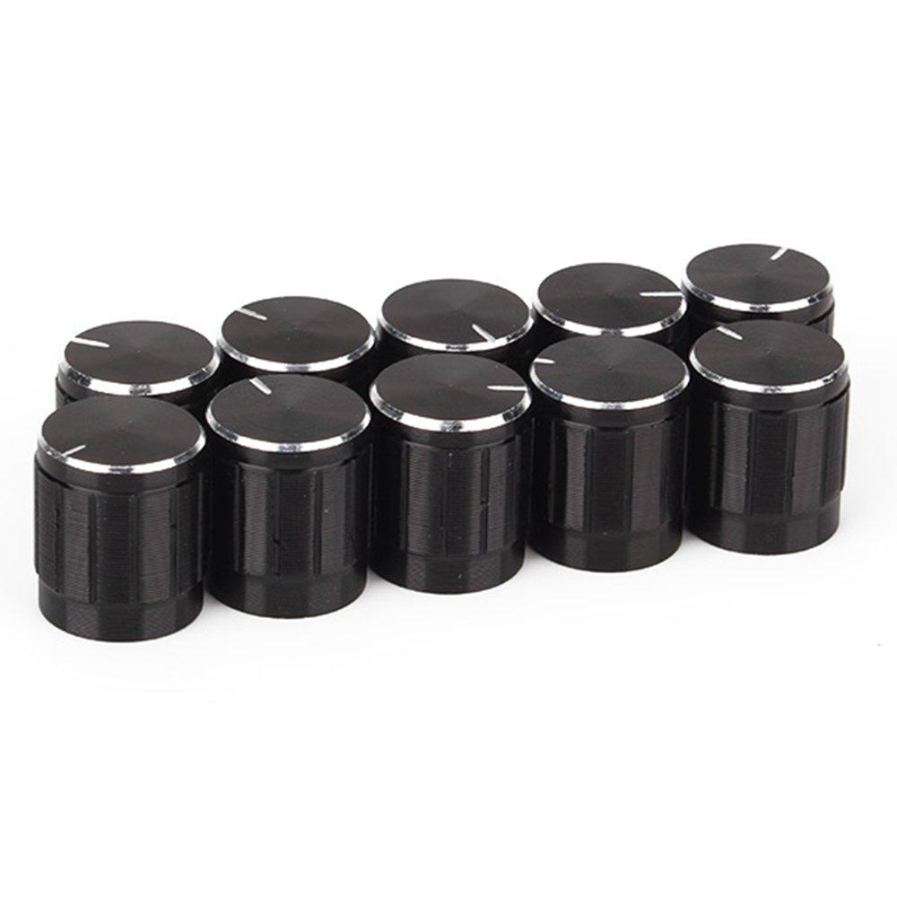 Yibuy Volume Control Dome Knob Rotation Knob for Electric Aluminum 10pcs Black Inner Diameter 6mm Guitar/Bass