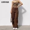Women's Autumn Lean High Solid Color Corduroy High Waist Casual Straight Leg Pants