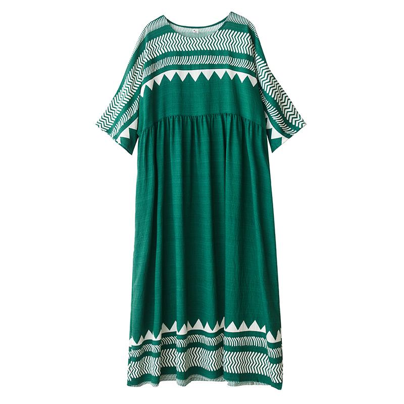 Dimanaf Новое летнее женское платье больших размеров 2025 года с принтом, свободное, элегантное, базовое, повседневное, длинное платье, винтажное, макси