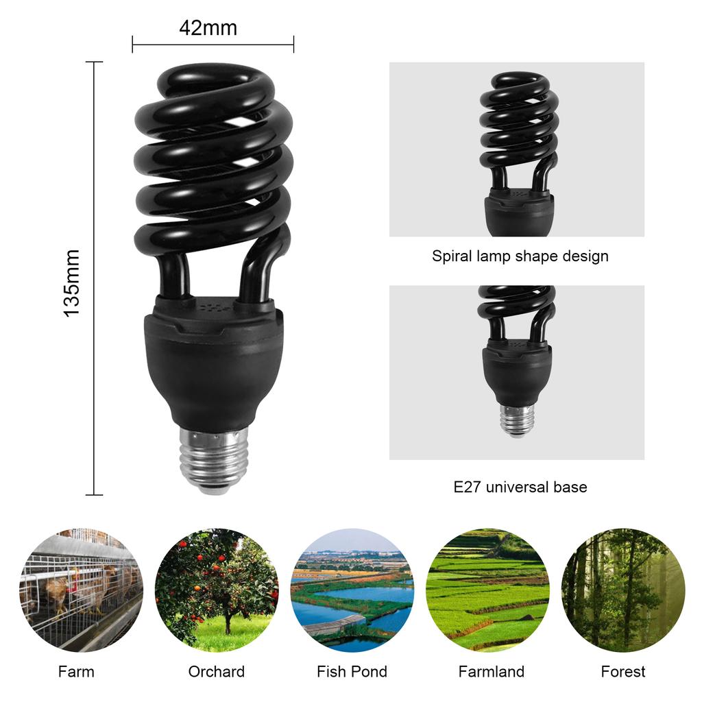 A C110V 20W Insects Trap Catcher Light Bulbs Spiral Shaped E27 Base Socket Holder 365NM Wavelength