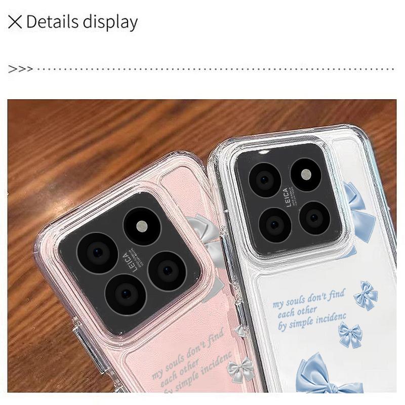 Bowknot Print Clear Silicone Phone Case For Xiaomi Redmi 14T 13T Note 14 Pro 13 12 11 Poco F6 X6 X5 Lens Protection Shockproof Transparent Soft Cover