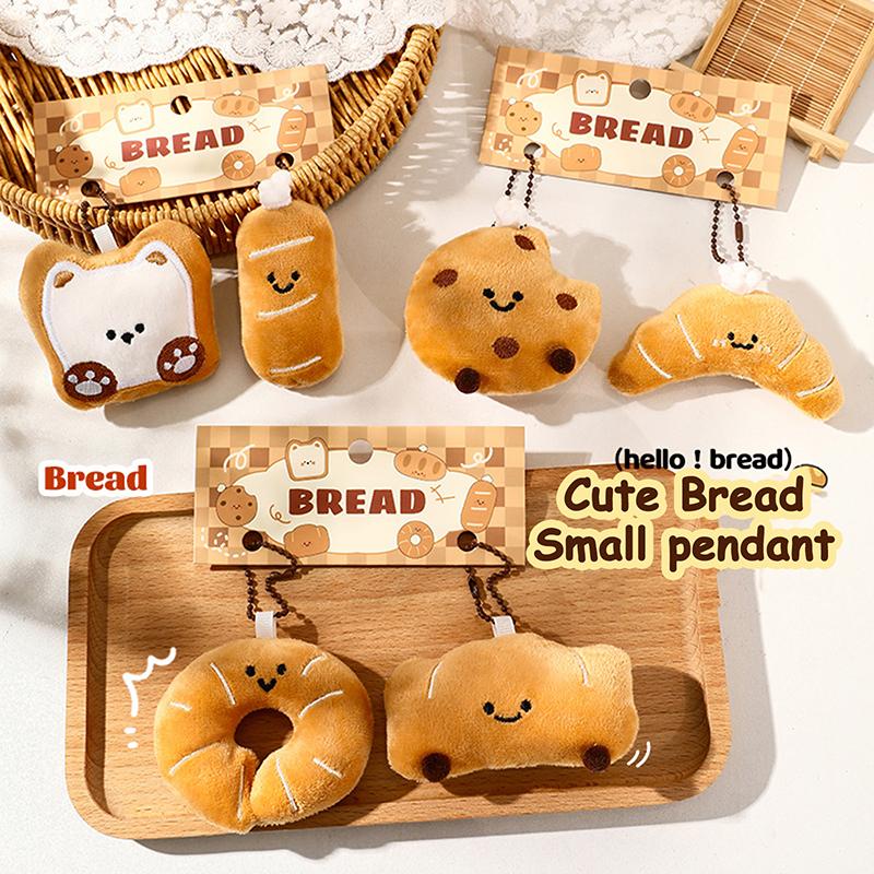 Cartoon Plush Bread Series Pendant Keychain Cute  Doll Keychain Creative Kawaii Backpack Decoration Accessories Gifts
